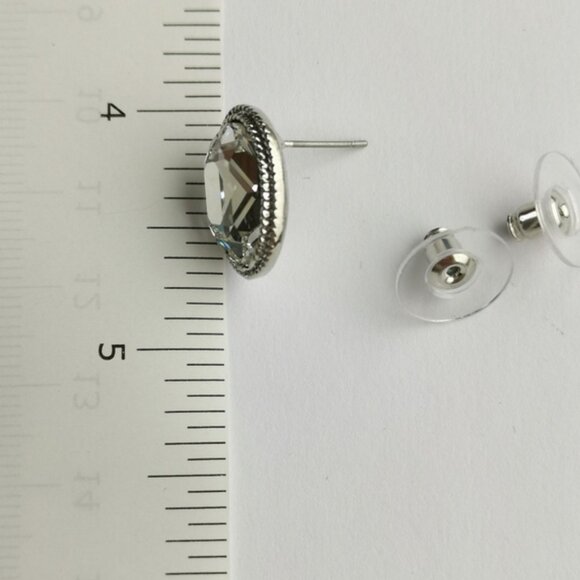 Swarovski Elements clear crystal silver tone stud earrings - Picture 4 of 6